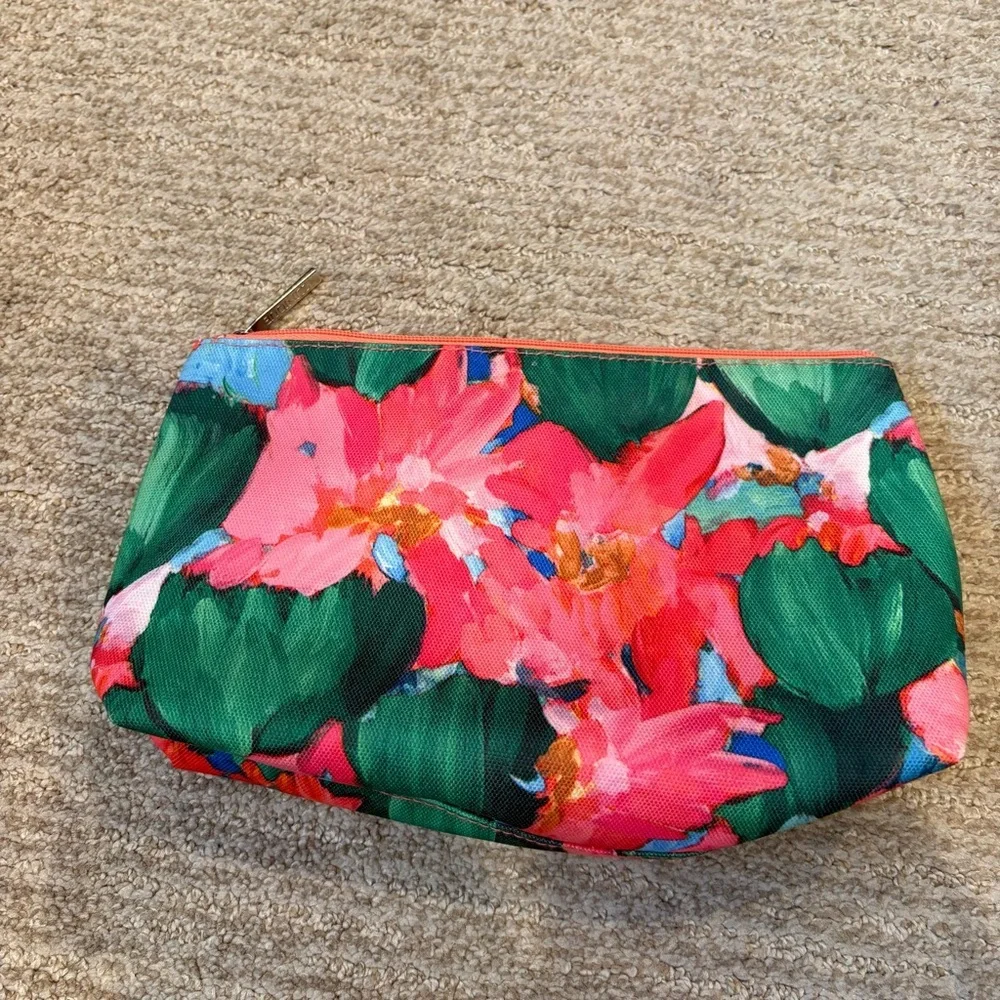 lulu dk For Clinique Pink Floral Makeup/Cosmetic Bag